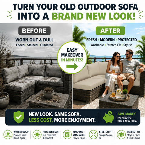 BIETYONE funda ajustada en sofá de patio protegiendo acolchado