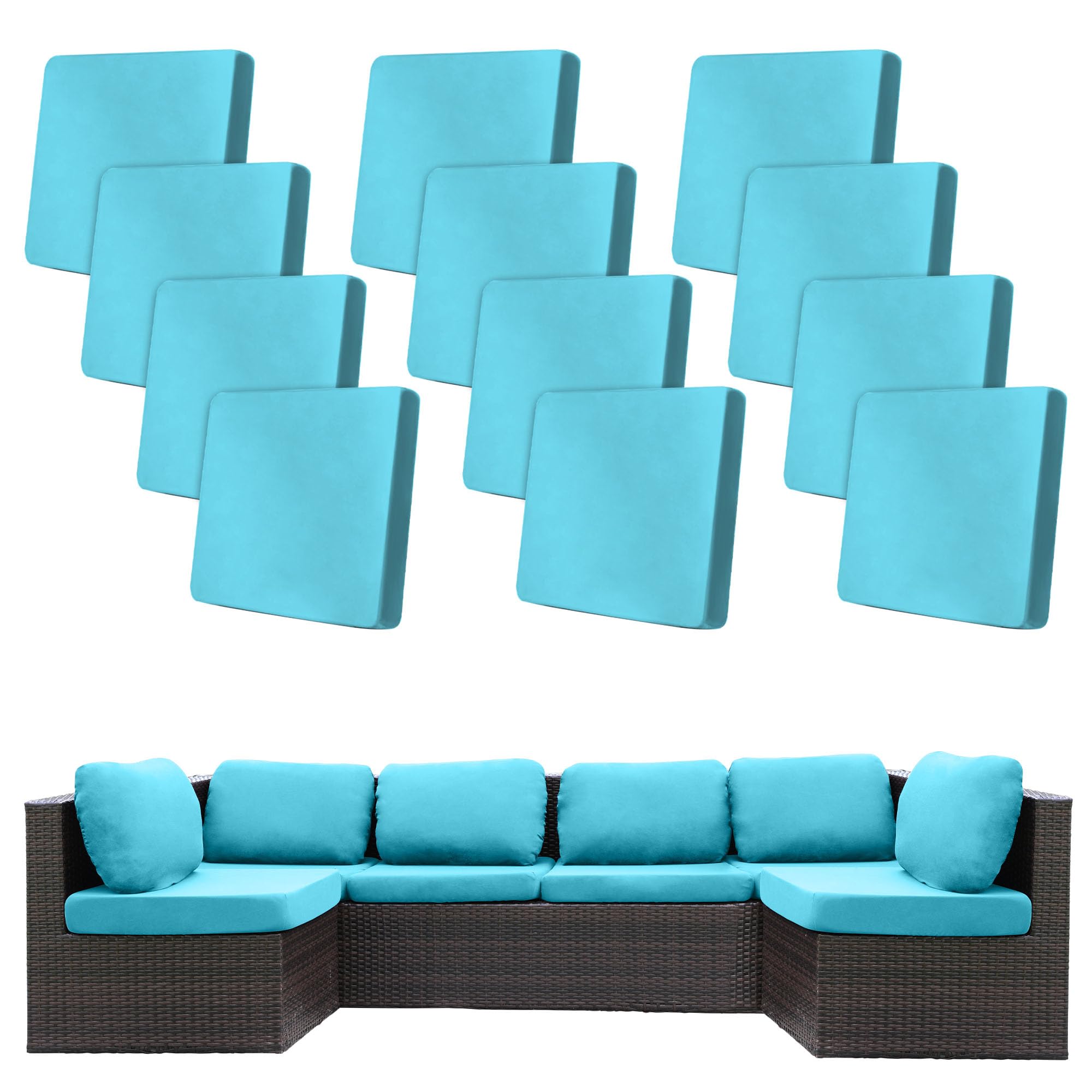 BIETYONE funda frontal del pack mostrando 12 piezas para renovar cojines
