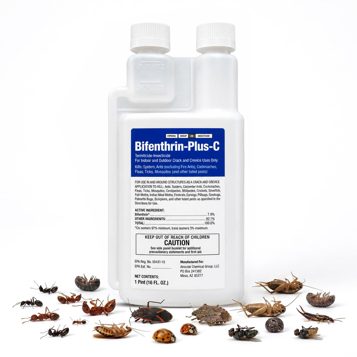Bifenthrin Plus-C vista frontal botella 16 oz mostrando presentación profesional y fácil manejo