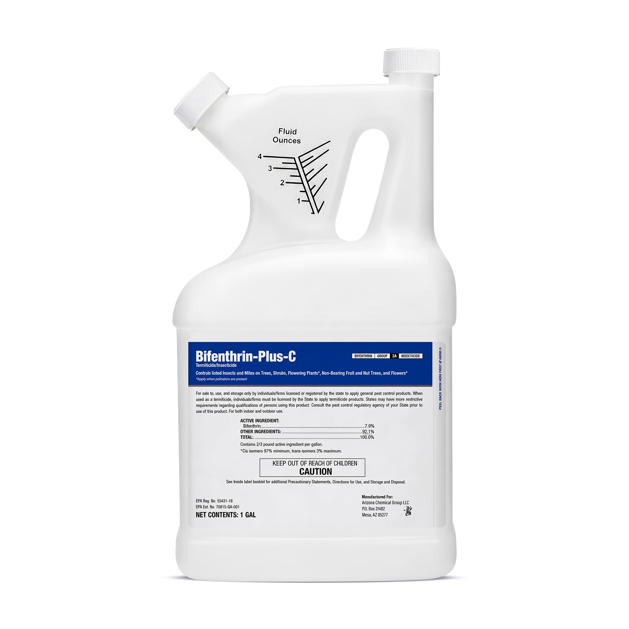 BIFENTHRIN-PLUS-C envase frontal mostrando volumen de 1 galón y uso doméstico