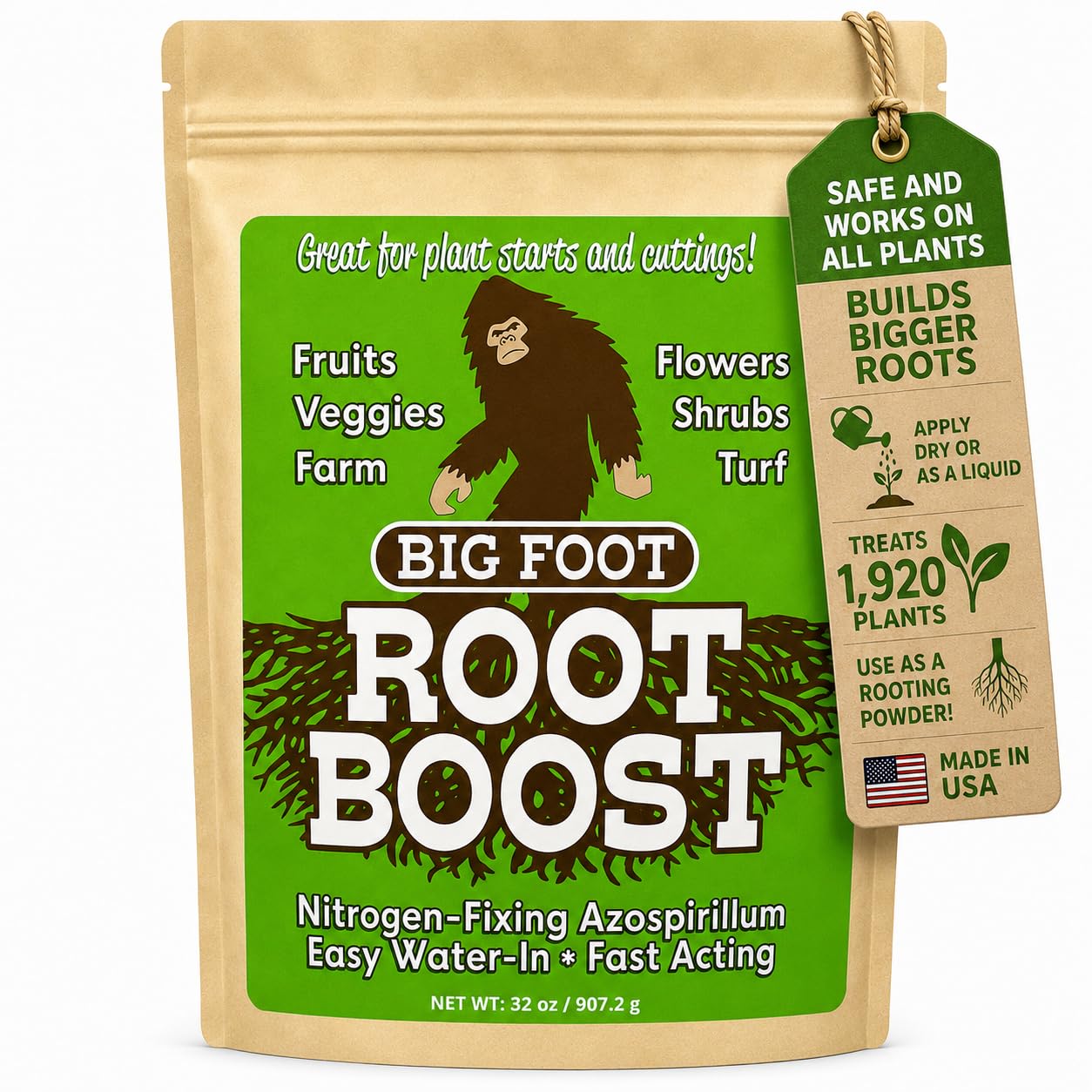 Big Foot envase frontal mostrando etiqueta y beneficio de enraizamiento