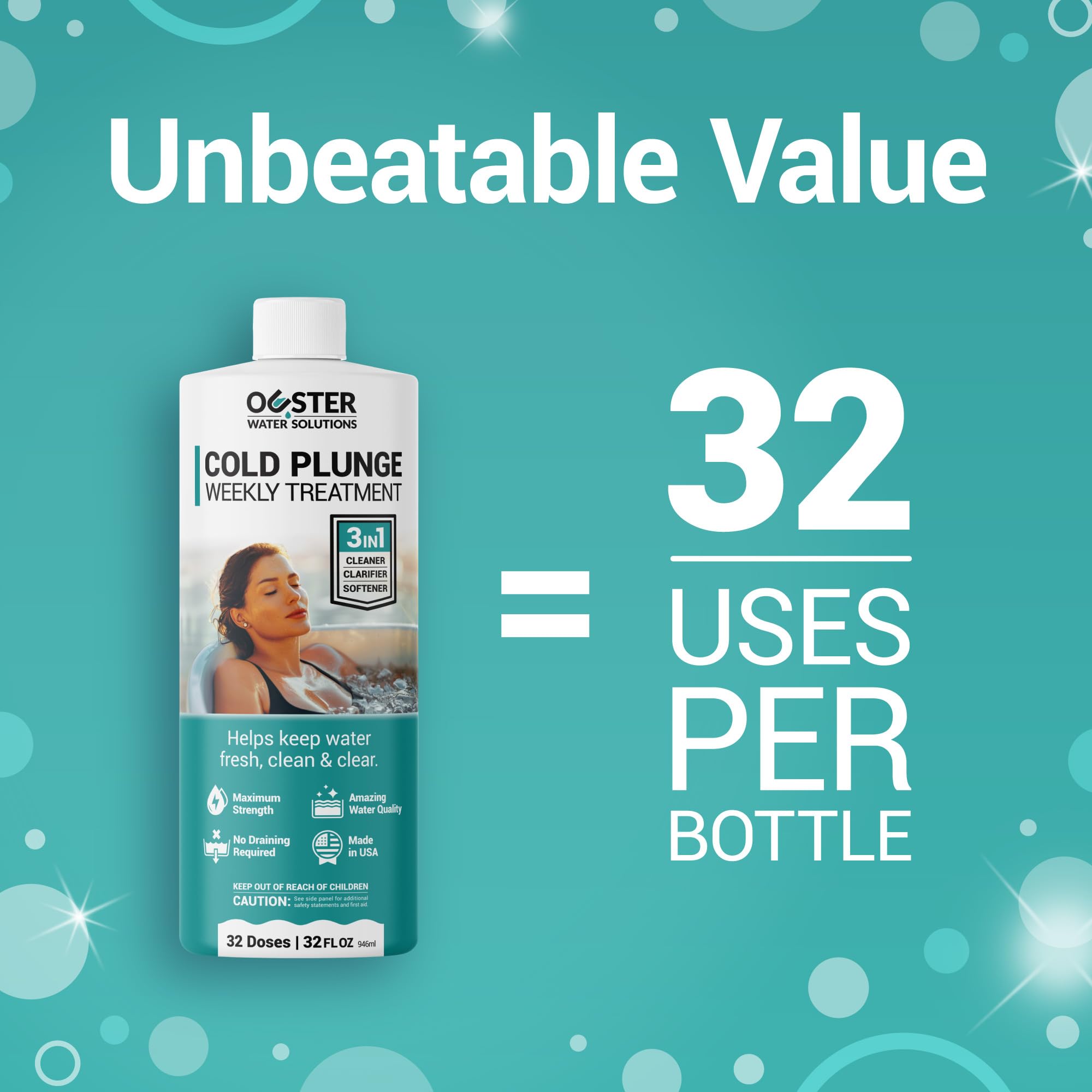 Bio Ouster con cold plunge acrílico limpio demostrando agua cristalina