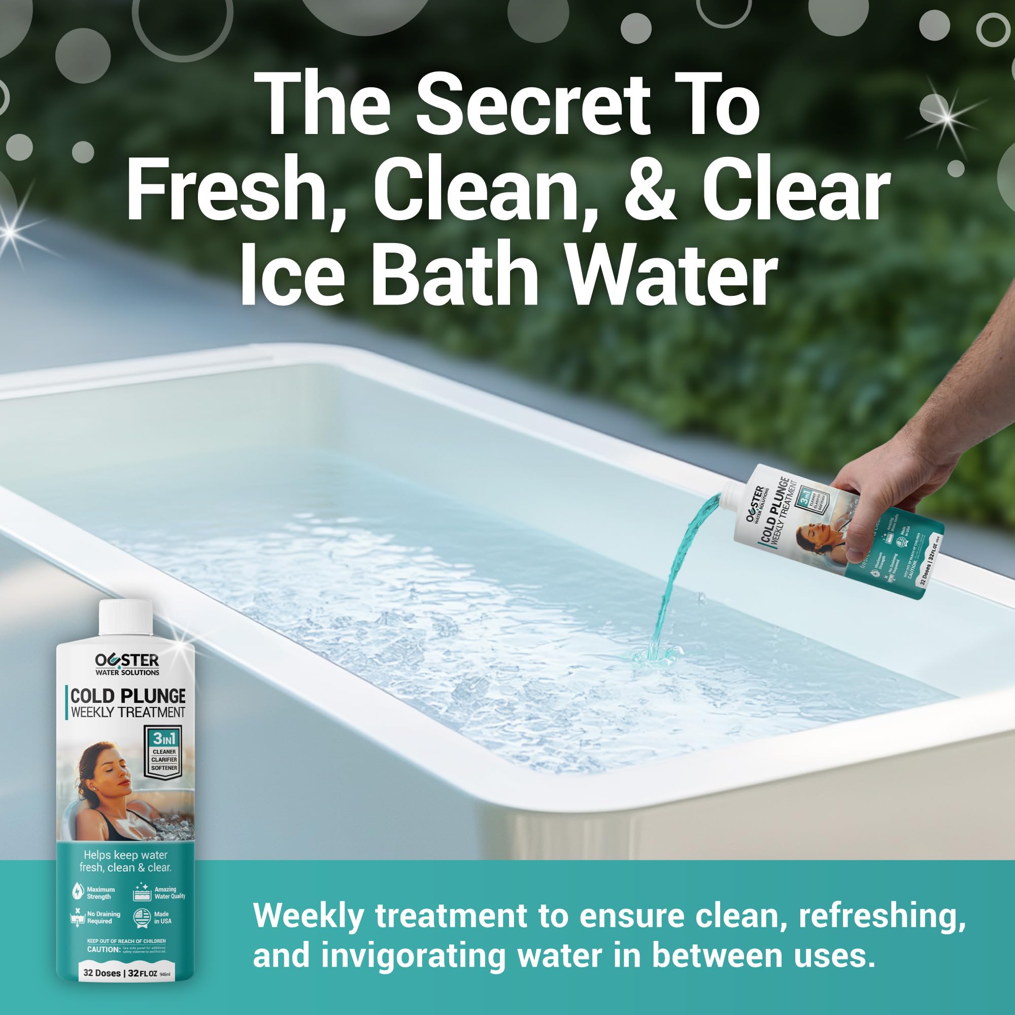 Bio Ouster aplicando dosis en cold plunge para mantenimiento sencillo