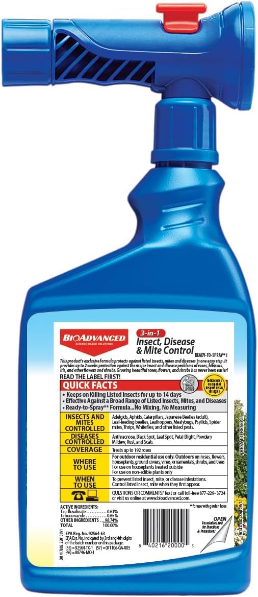 BioAdvanced etiqueta con ingredientes activos y número EPA visible