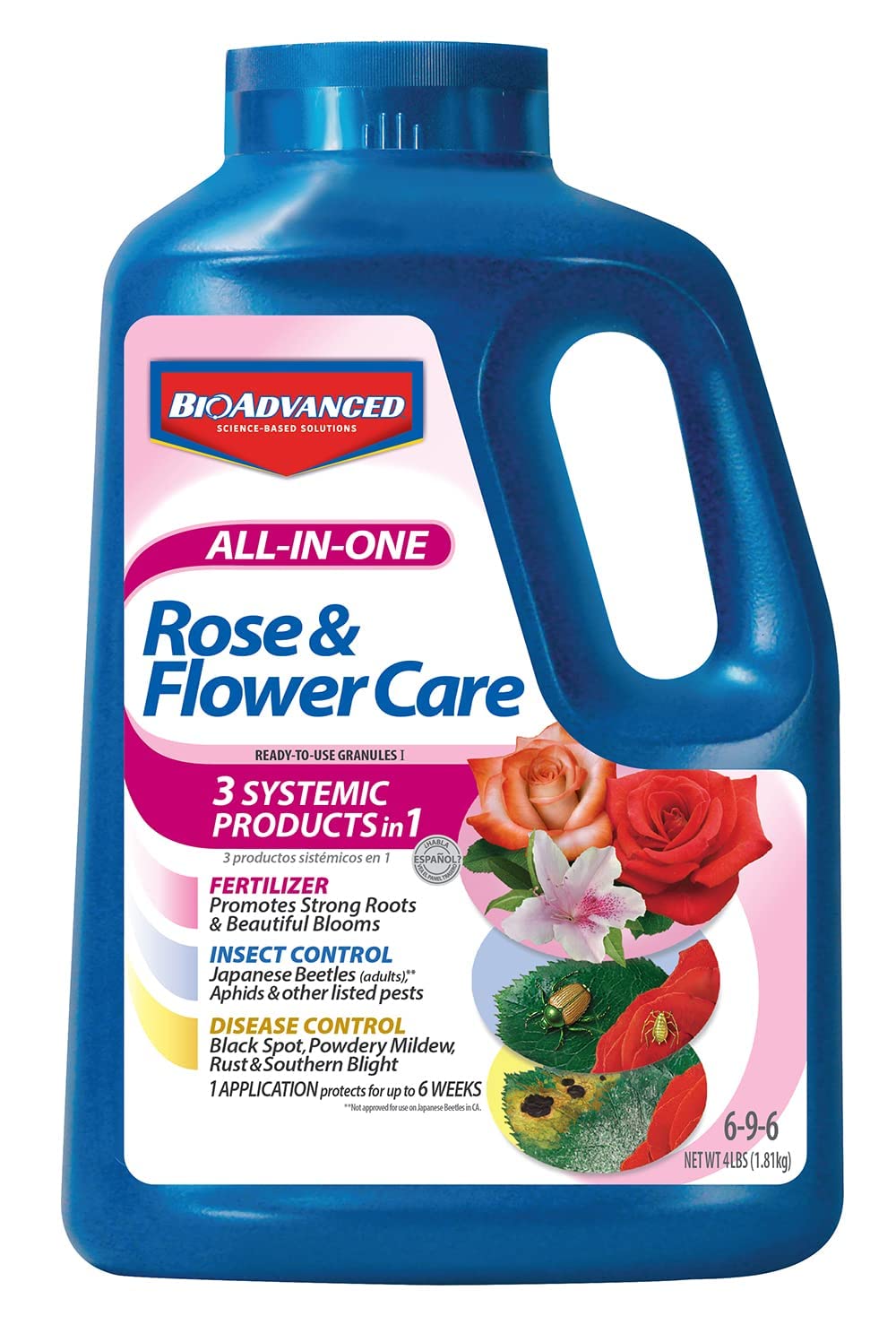 BioAdvanced frente del envase 4 lb mostrando diseño y beneficios