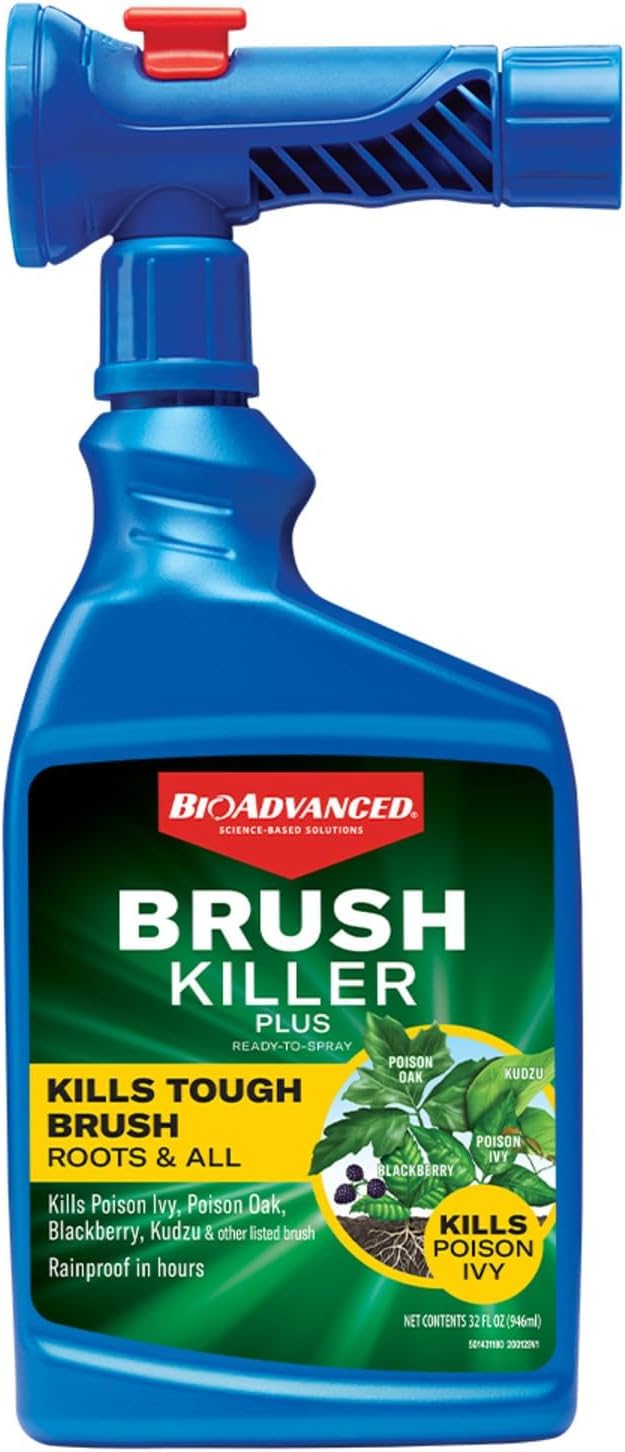BioAdvanced botella frontal 32 oz mostrando botella azul y boquilla para control eficaz