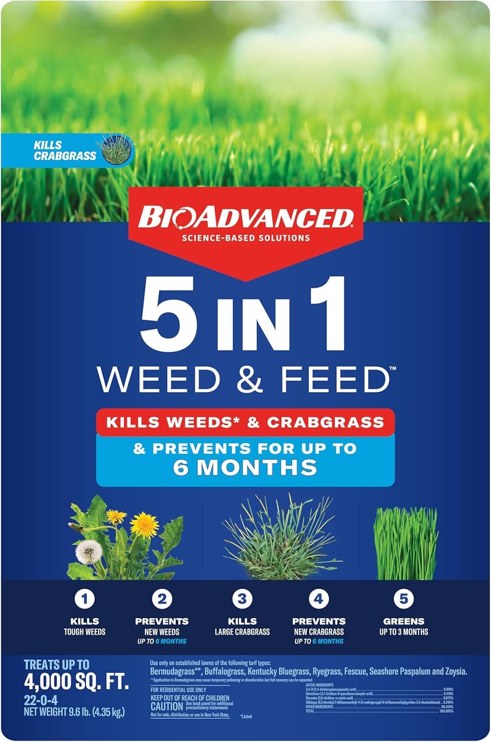 BioAdvanced saco de 9.6 lb para escala, ideal para cubrir céspedes medianos