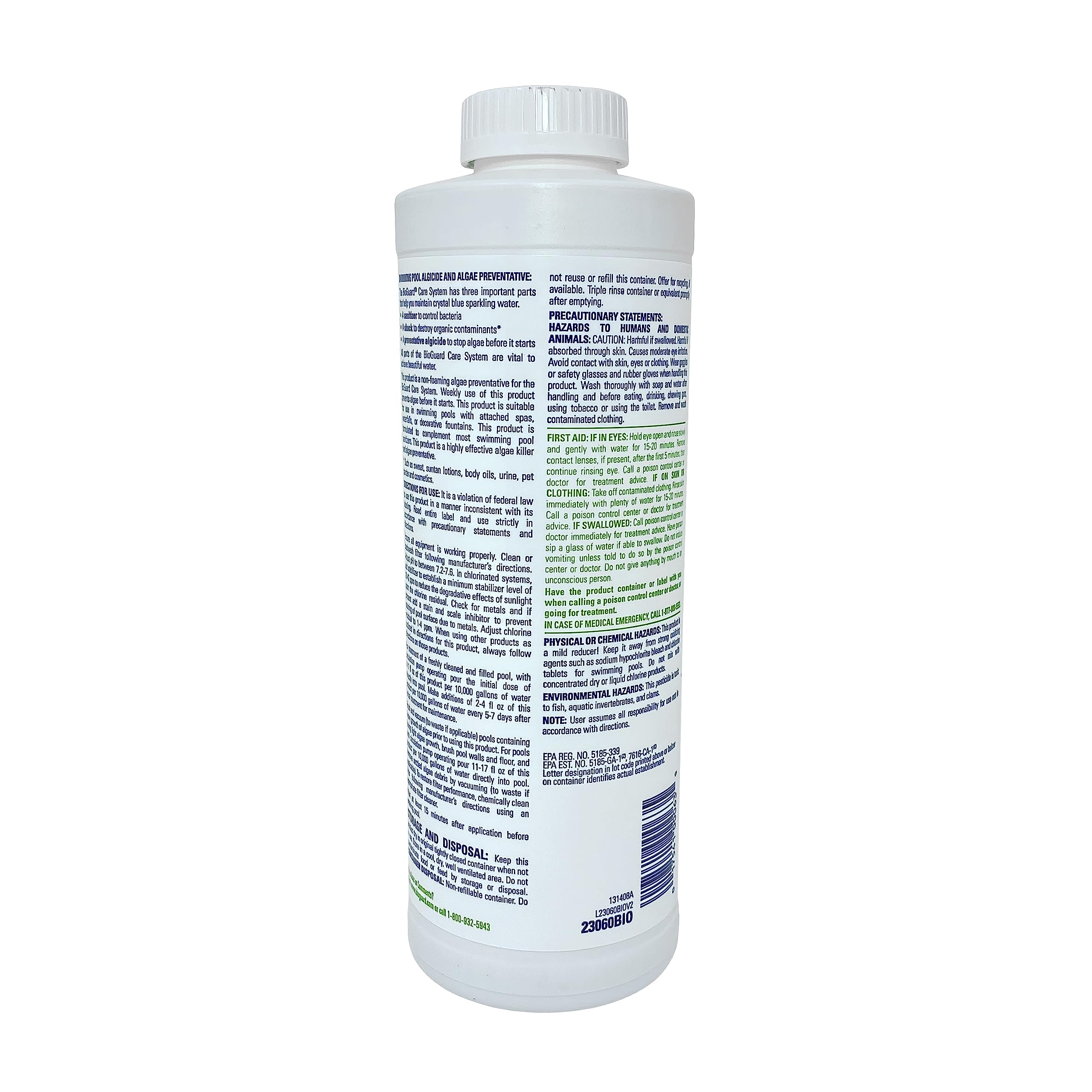 BioGuard detalle del vertido y dosificación, uso sencillo y preciso