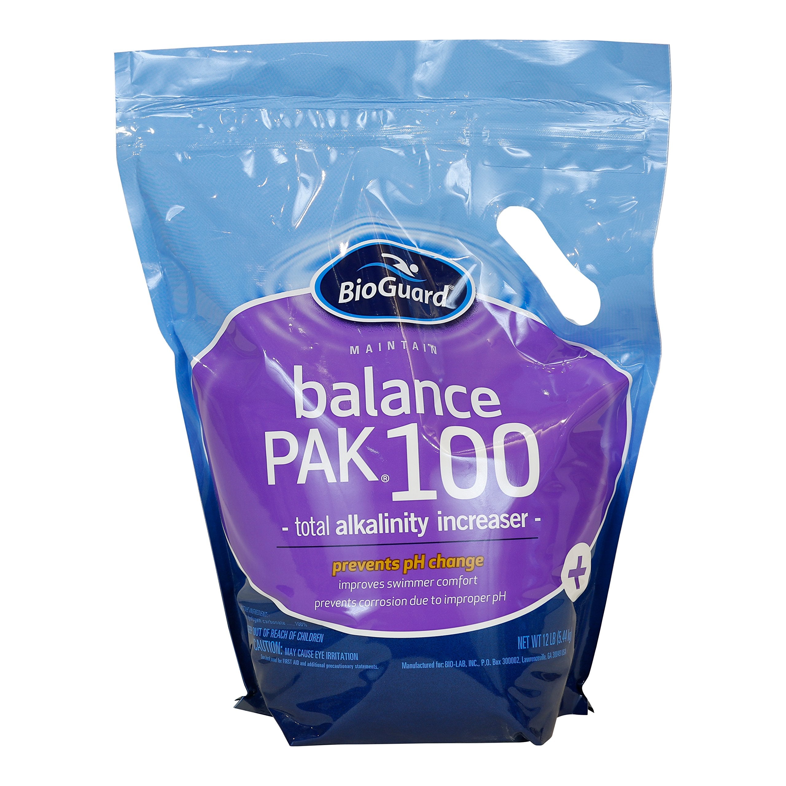 BioGuard envase frontal 12 lb, equilibrio de alcalinidad y disolución rápida