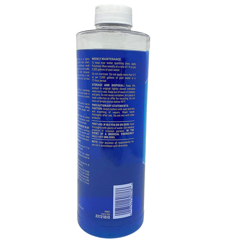 Aplicación de BioGuard Polysheen Blue en piscina, mejora visible de claridad del agua