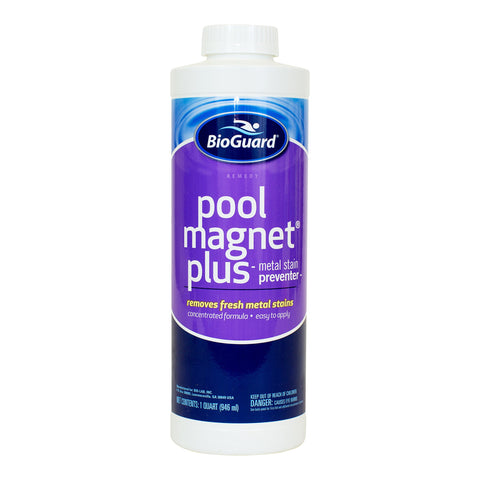 BioGuard botella frontal del producto, previene manchas y mantiene agua clara