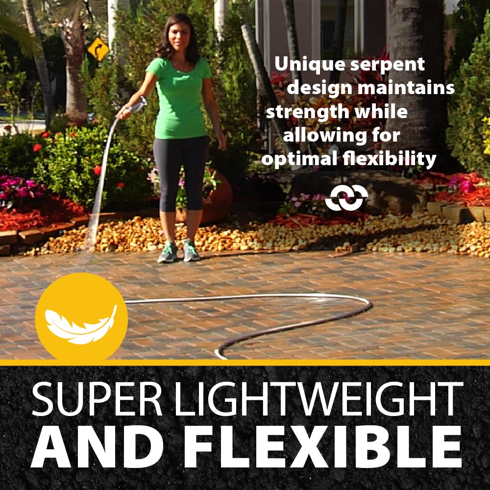 BIONIC STEEL manguera extendida 75 ft mostrando longitud y escala