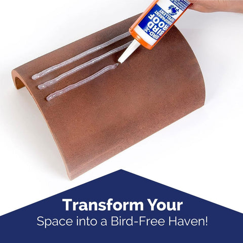 Bird-X gel siendo aplicado con pistola, facilita instalación rápida