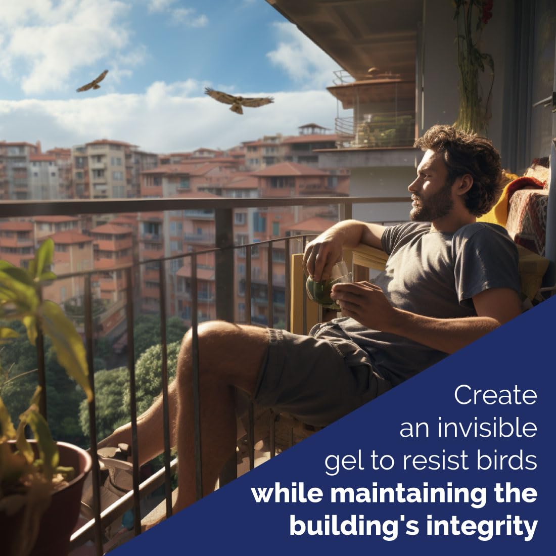 Bird-X gel aplicado en unidad de aire acondicionado, reduce excrementos
