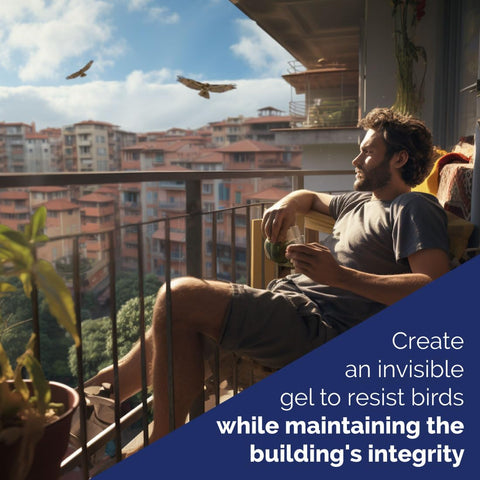 Bird-X gel aplicado en unidad de aire acondicionado, reduce excrementos