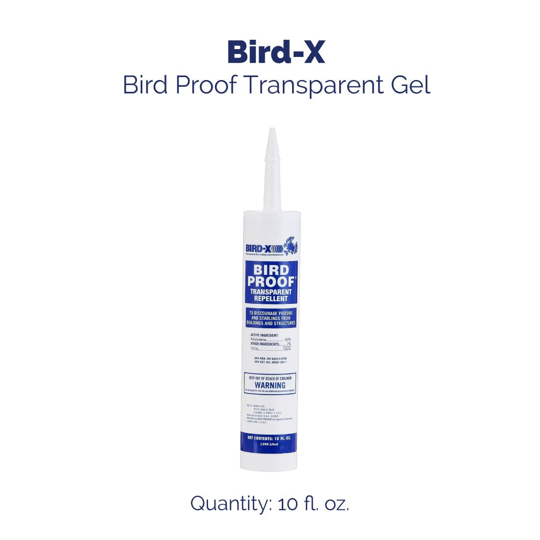 Bird-X textura del gel en primer plano, demostrando adherencia efectiva