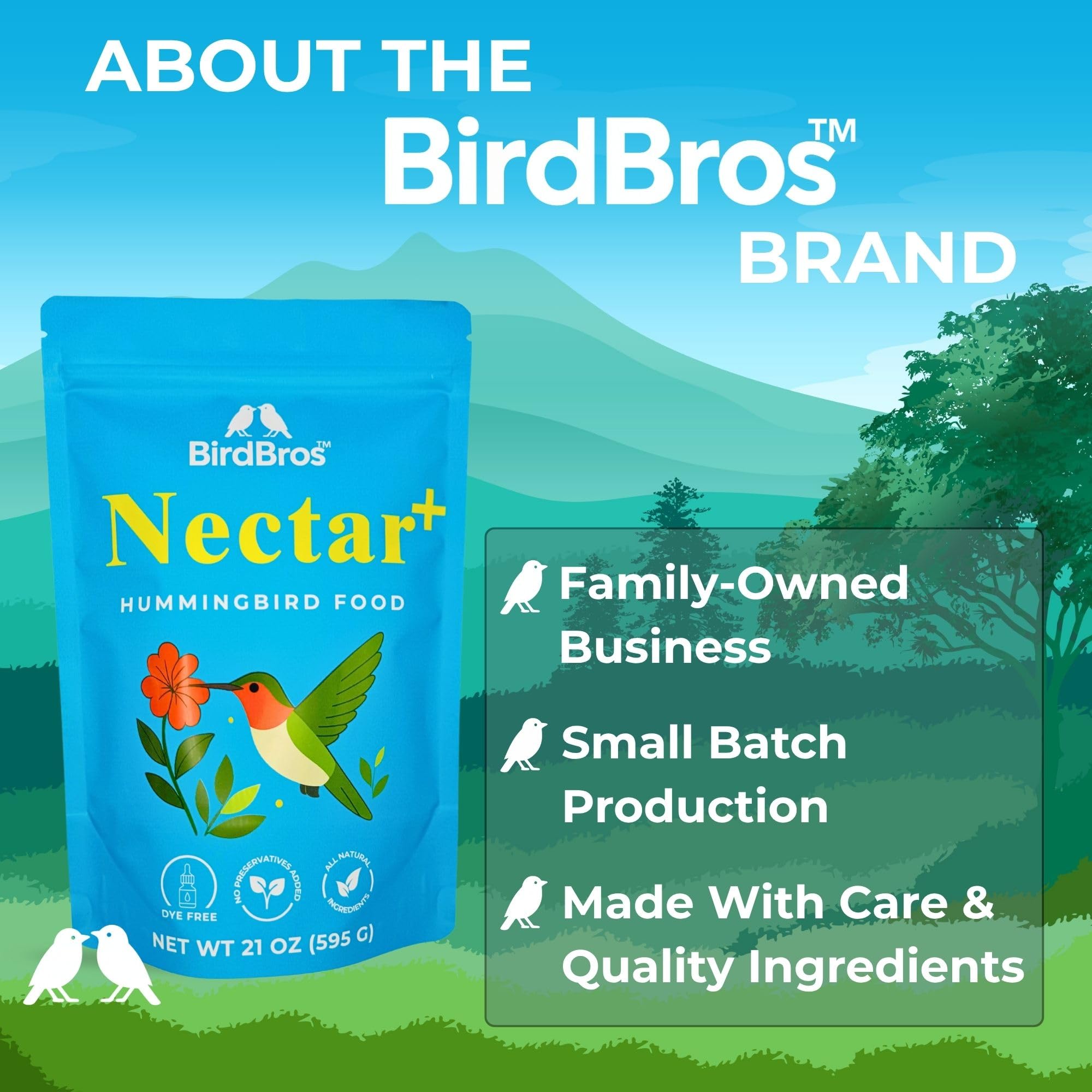 BIRDBROS caja que indica producción en pequeñas tandas y calidad