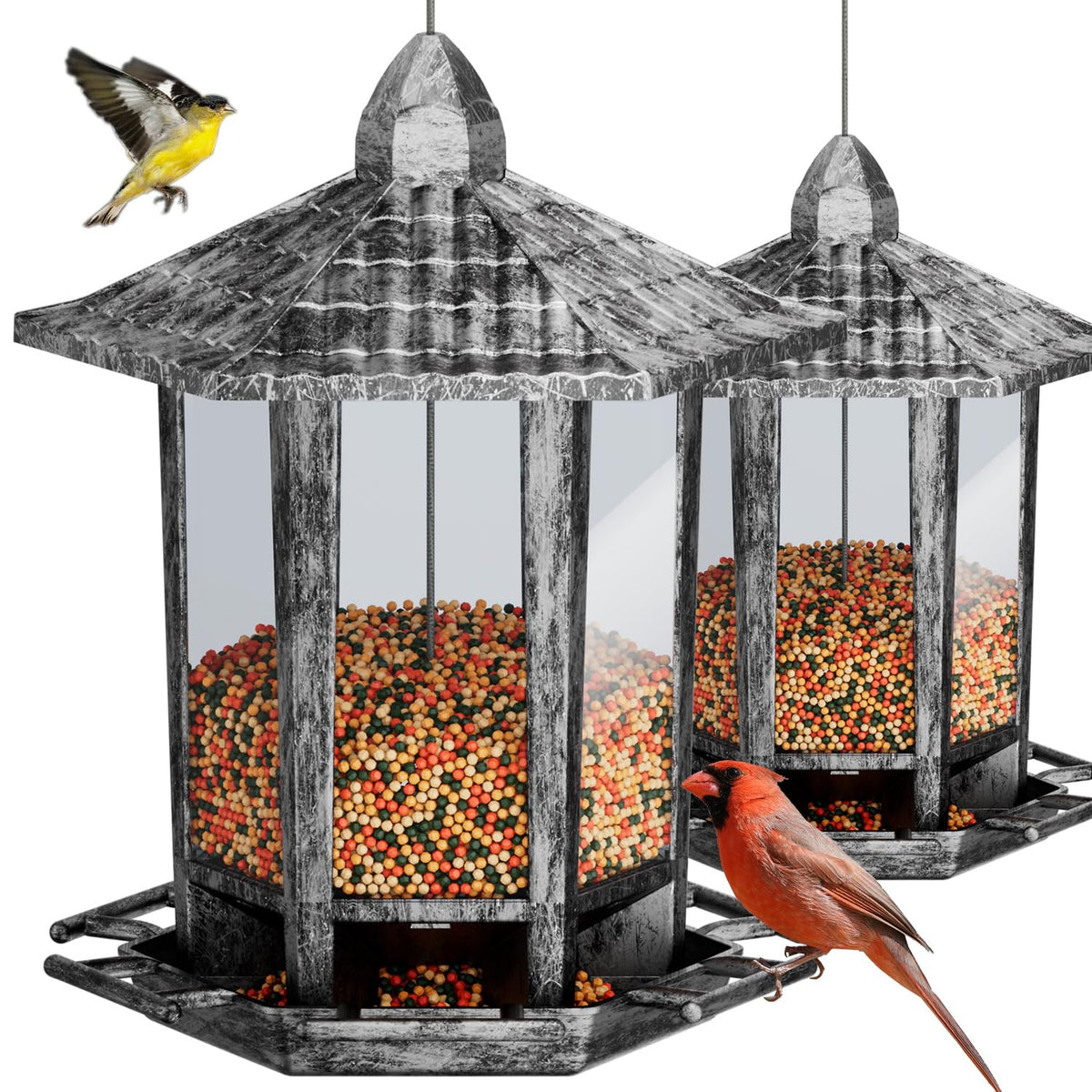 Birdream comedero frontal mostrando diseño pagoda y atractivo visual