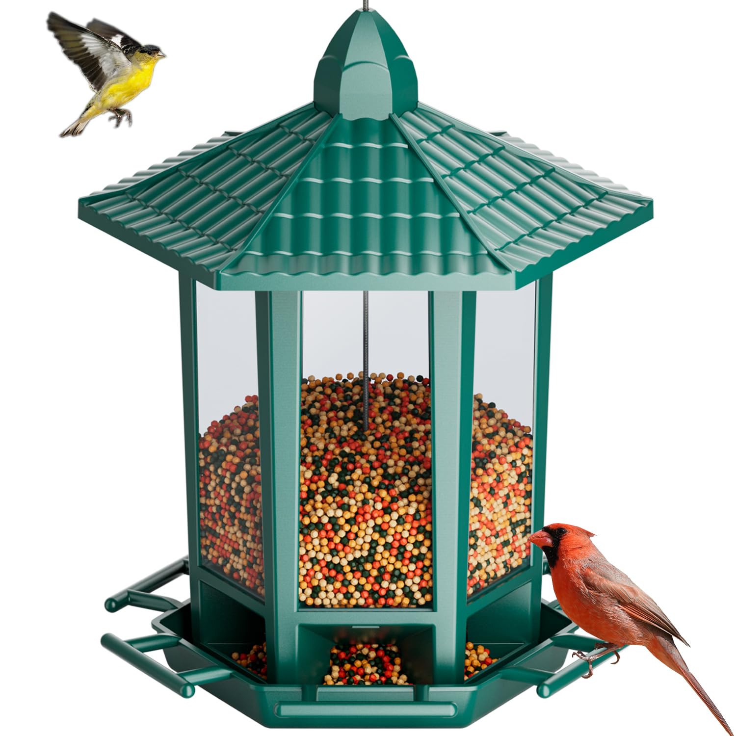 Birdream comedero pagoda frontal mostrando diseño y capacidad
