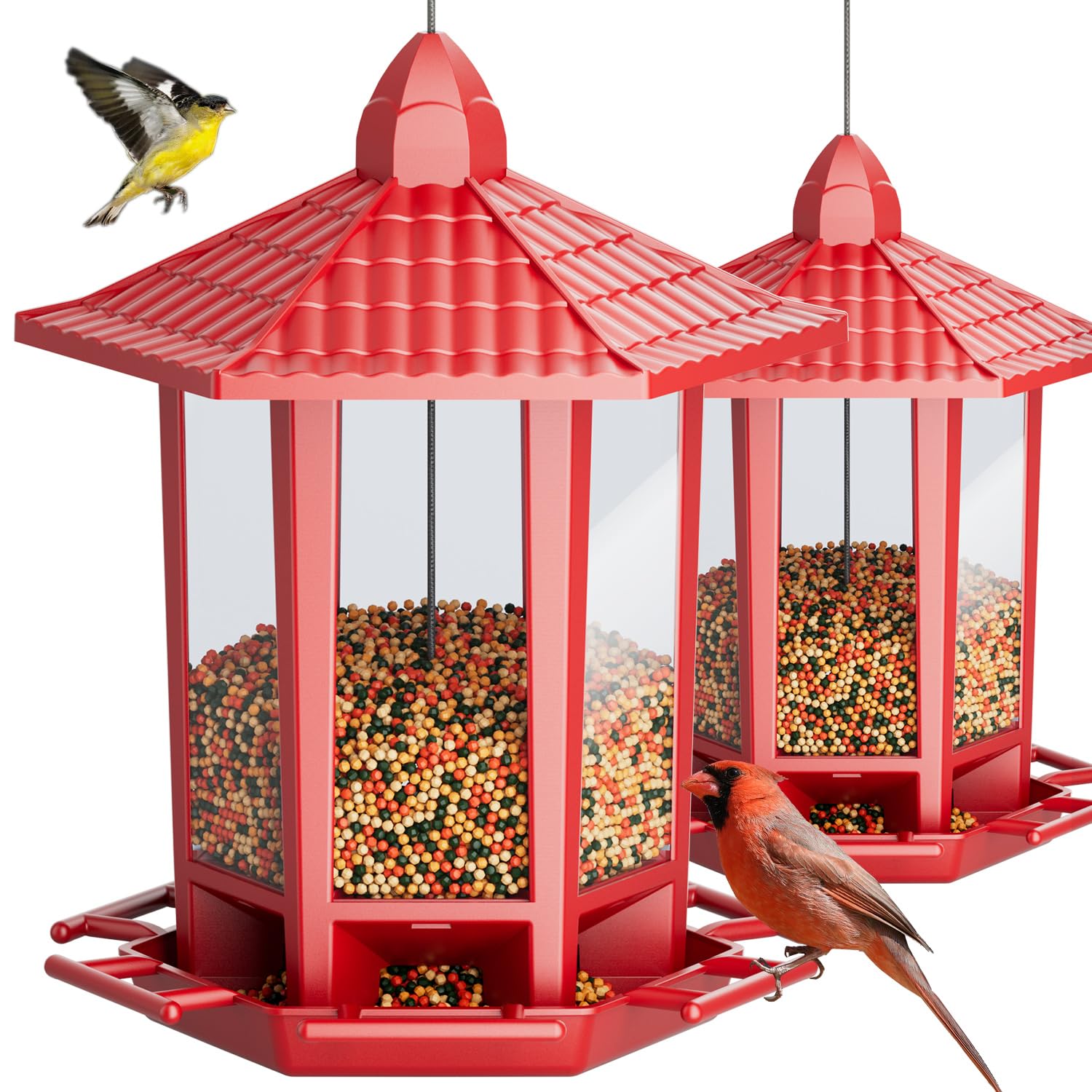 Birdream comedero pagoda frontal mostrando diseño decorativo y fácil acceso