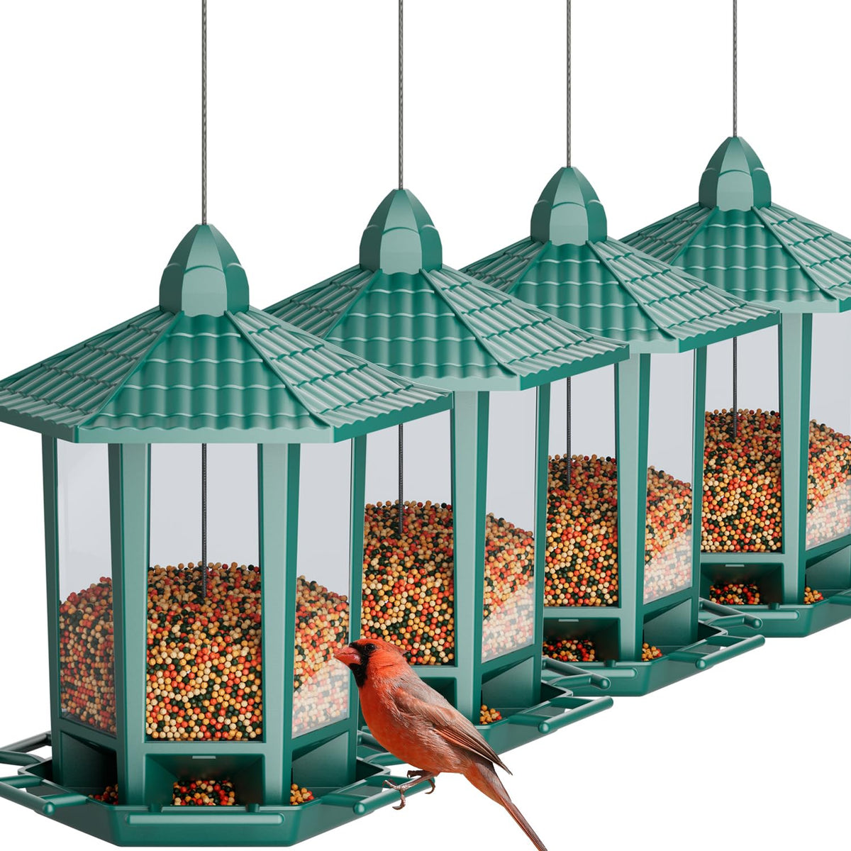 Birdream comedero pagoda frontal mostrando diseño retro y atractivo