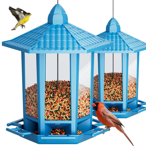 birdream comedero pagoda frontal azul mostrando diseño atractivo y fácil acceso
