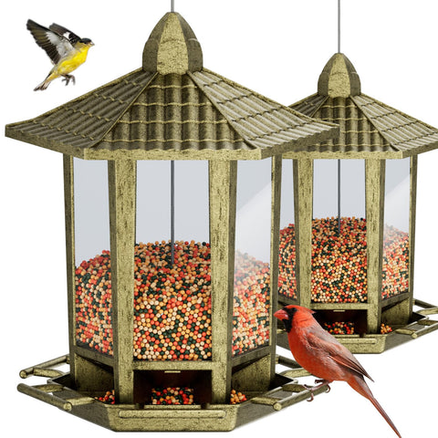 Birdream comedero pagoda frontal mostrando diseño retro y atractivo visual