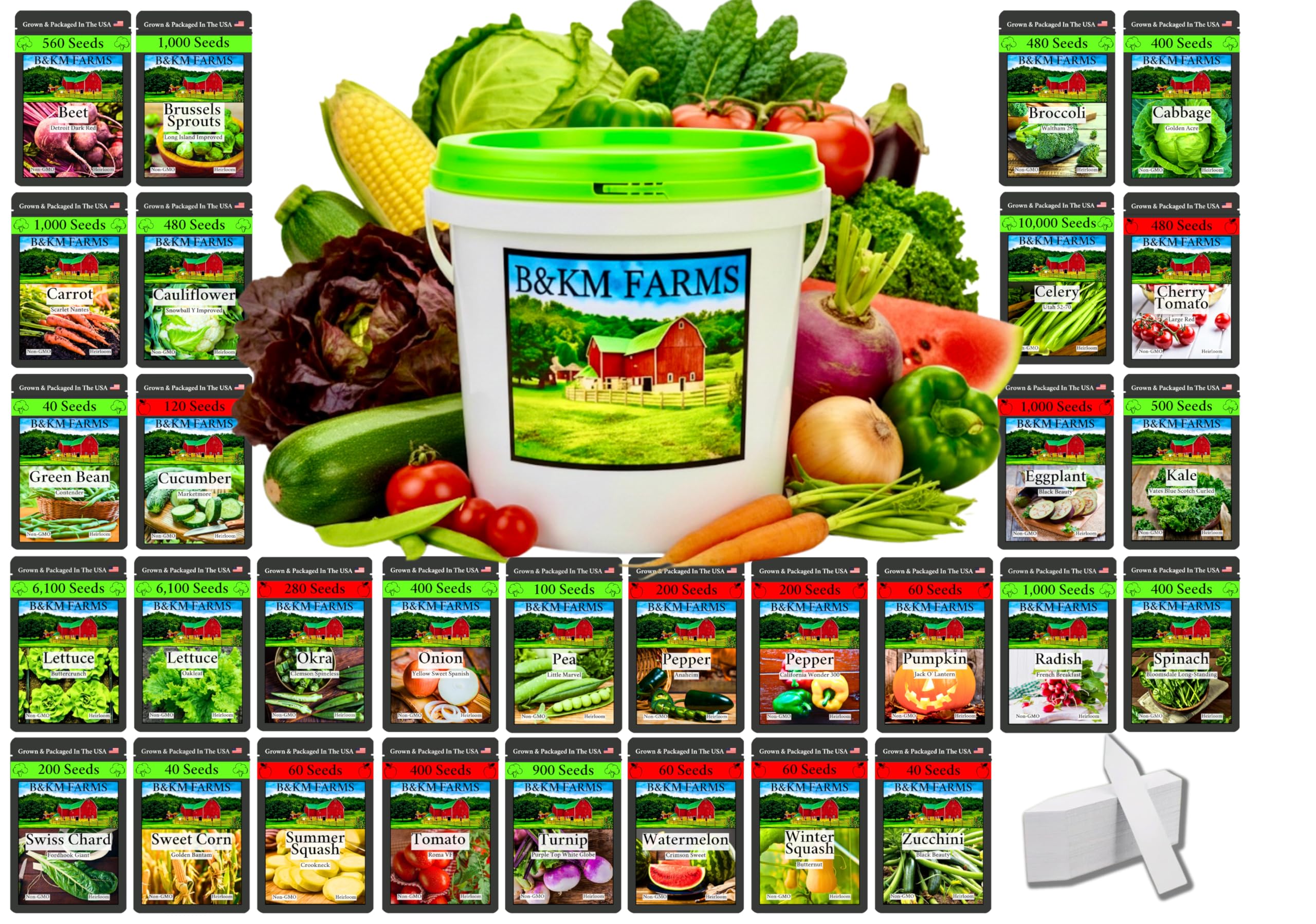 B&KM Farms frente del kit mostrando el paquete y beneficios de variedad