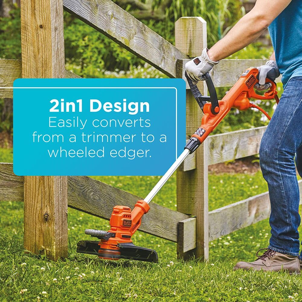 BLACK+DECKER primer plano del cabezal con alimentación automática de hilo para menos interrupciones