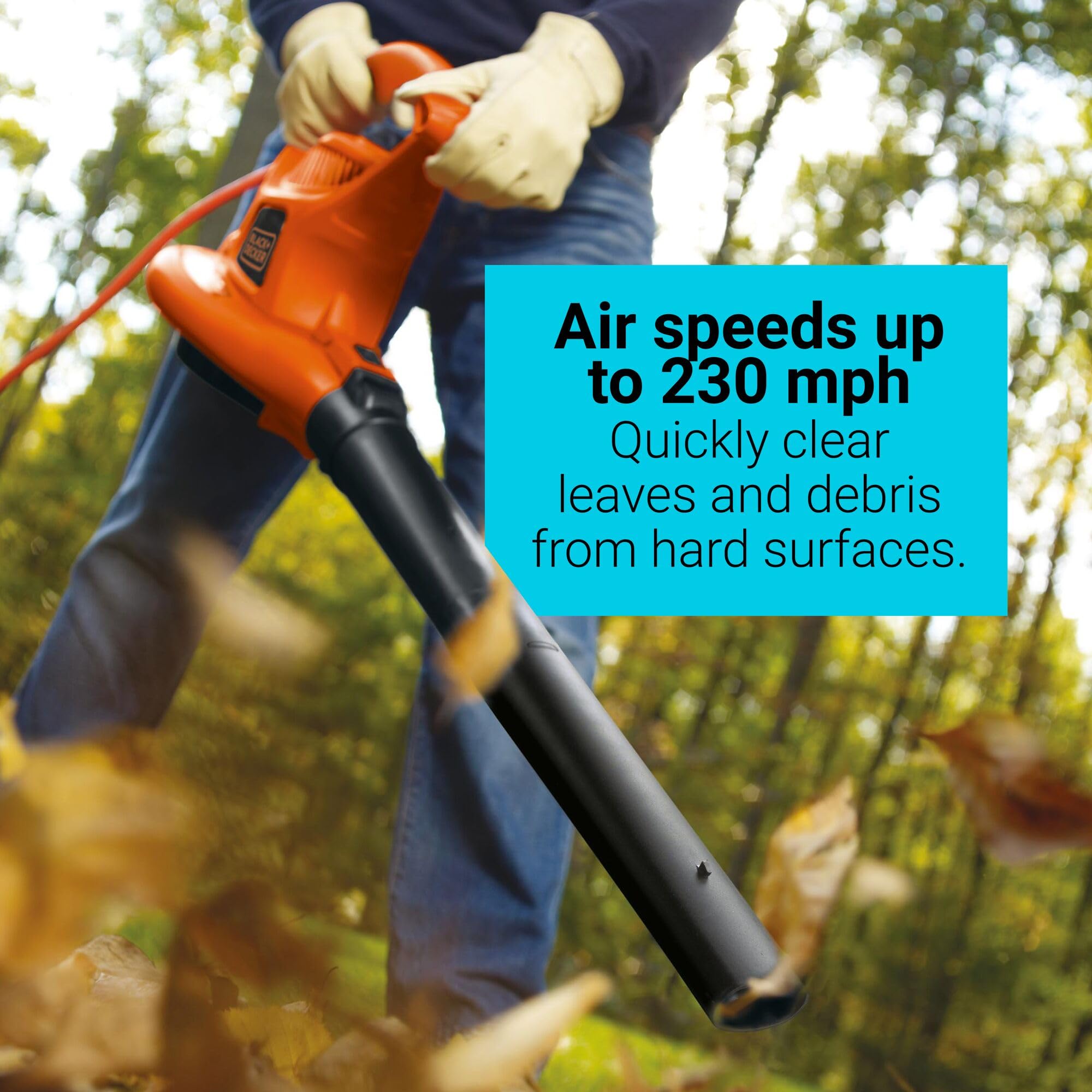 BLACK+DECKER BV3600 tubo de aspiración montado listo para recoger hojas