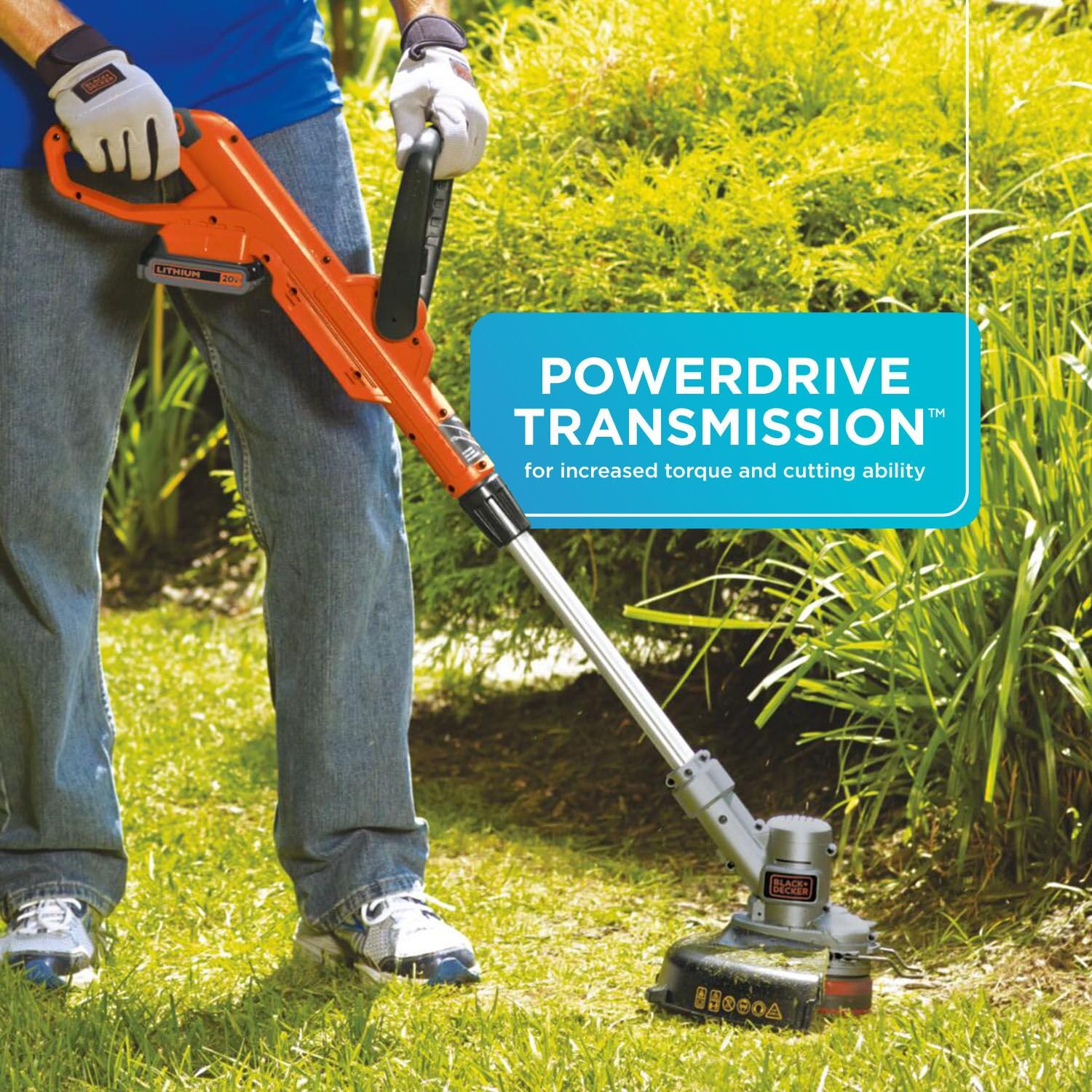 BLACK+DECKER herramienta en modo bordeadora trazando línea limpia en acera