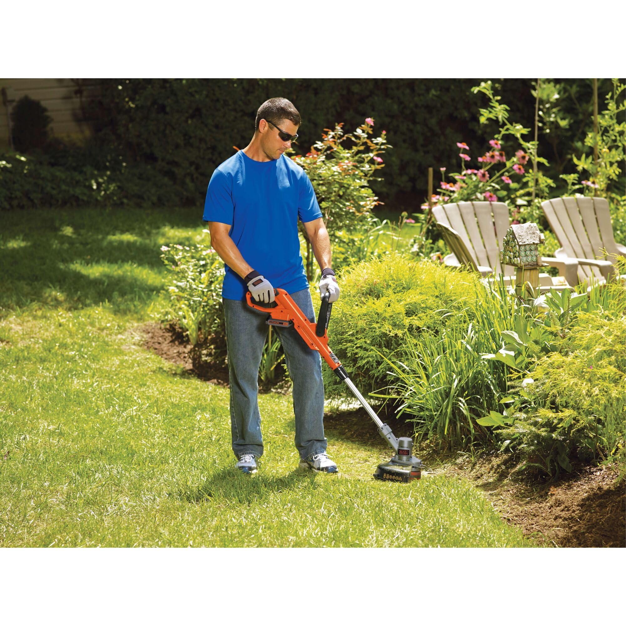 BLACK+DECKER placa de acero de 12 pulgadas destacando el ancho de corte resistente