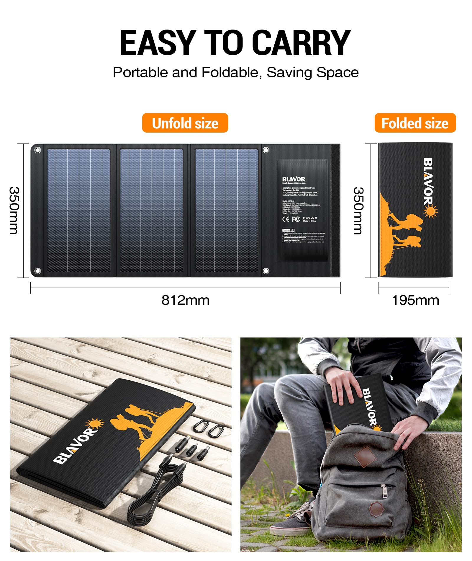 BLAVOR panel en entorno de camping, energía portátil fiable