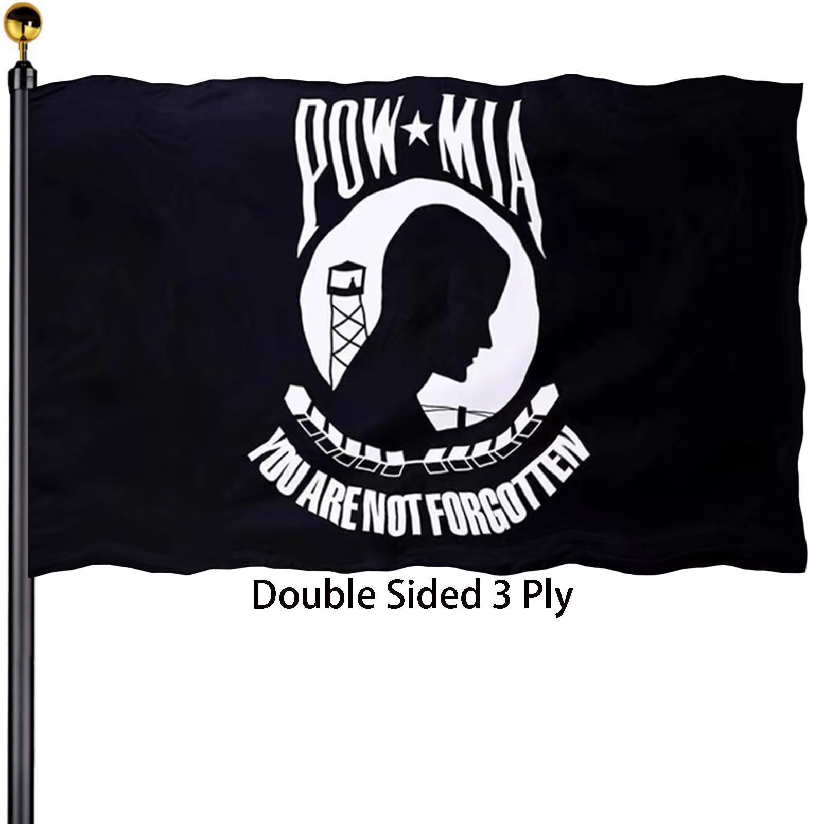 Bleshope bandera POW/MIA frontal mostrando diseño nítido y respeto