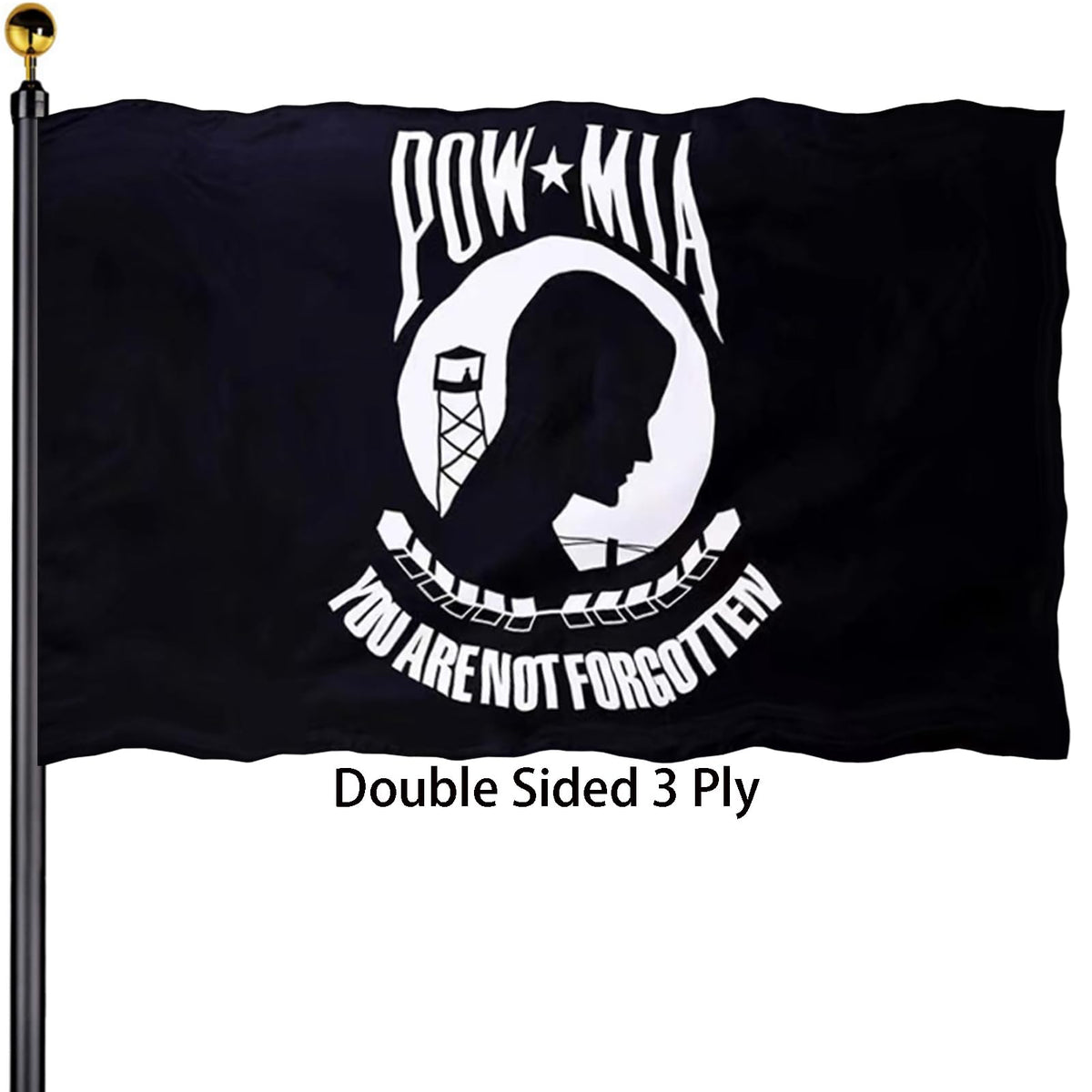 Bleshope bandera POW/MIA frontal mostrando diseño nítido y respeto