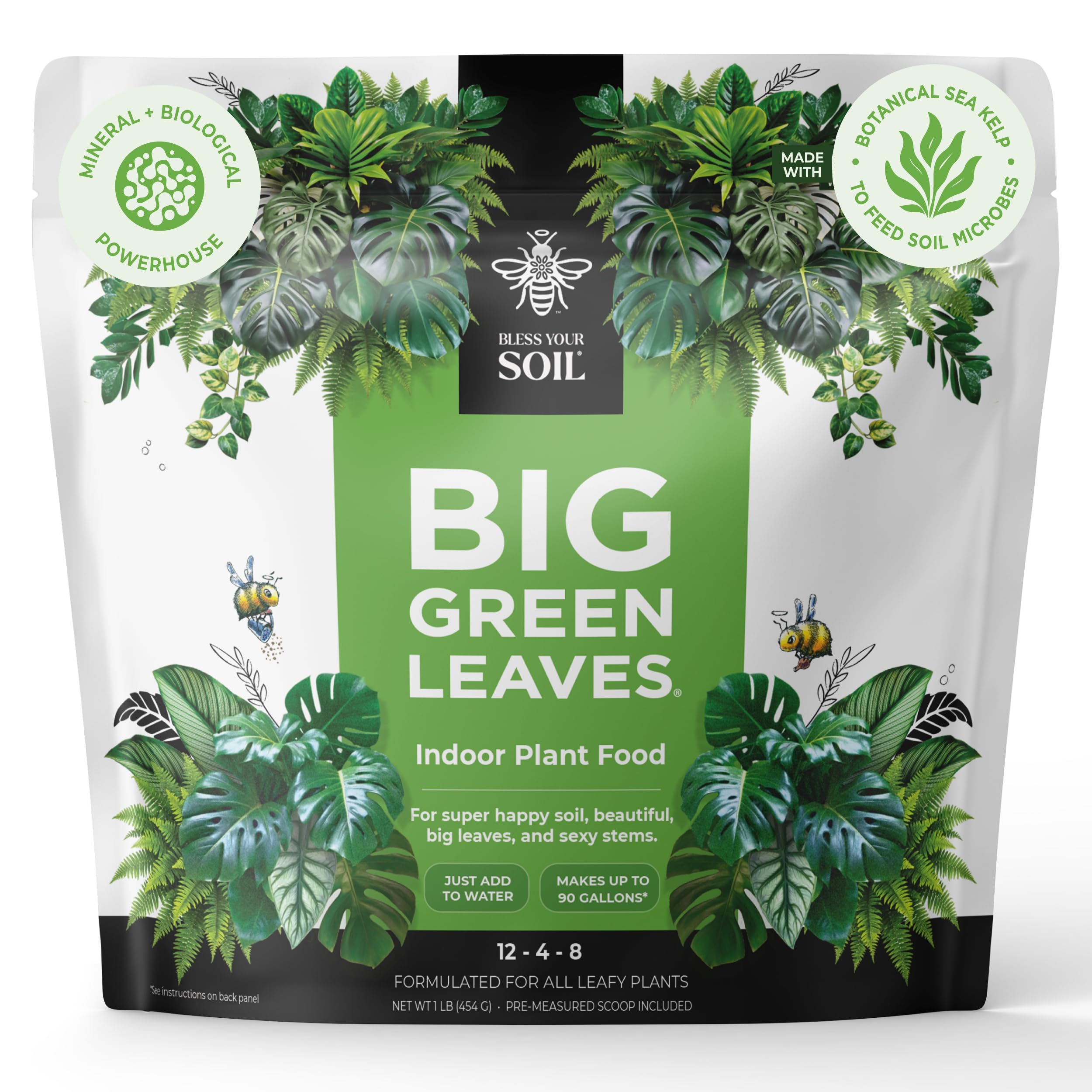 BLESS YOUR SOIL empaque frontal mostrando fertilizante concentrado y rendimiento