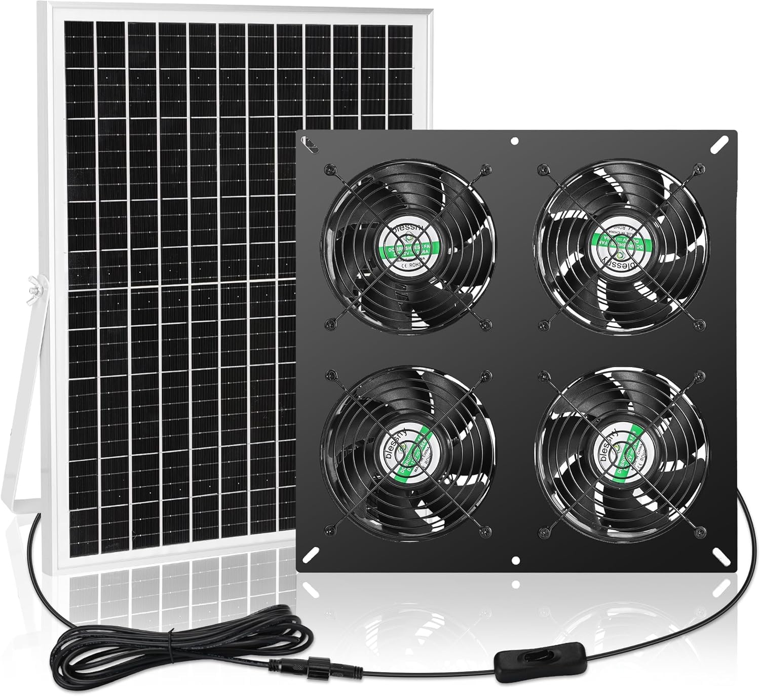 blessny kit ventiladores con panel frontal mostrando flujo de aire eficiente