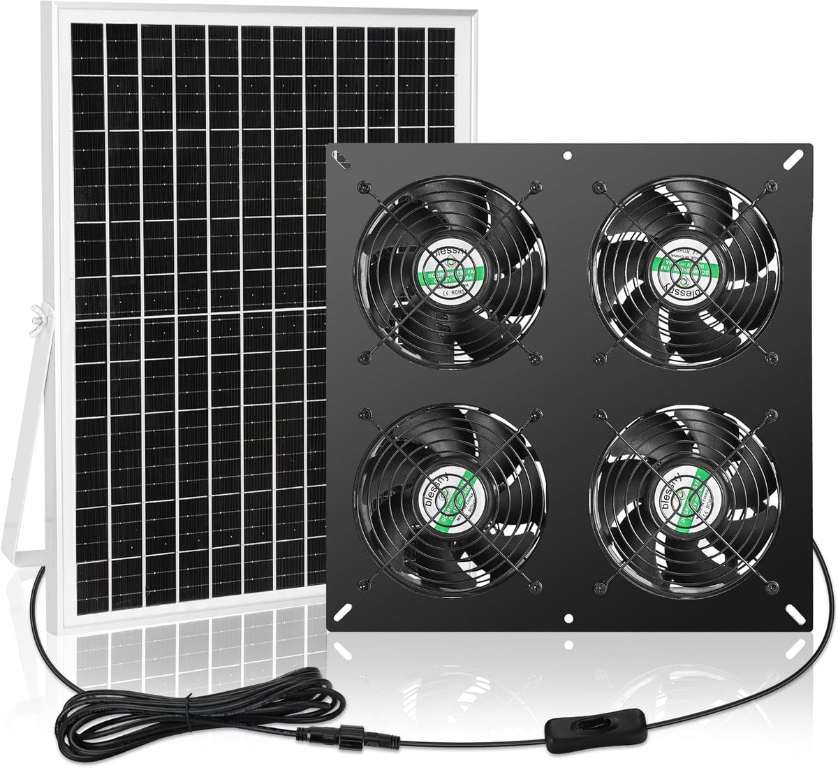 blessny kit ventiladores con panel frontal mostrando flujo de aire eficiente