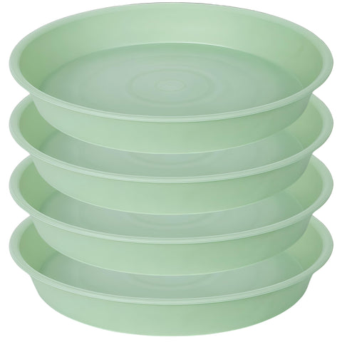 Bleuhome plato para macetas frontal verde claro, protege superficies y retiene agua