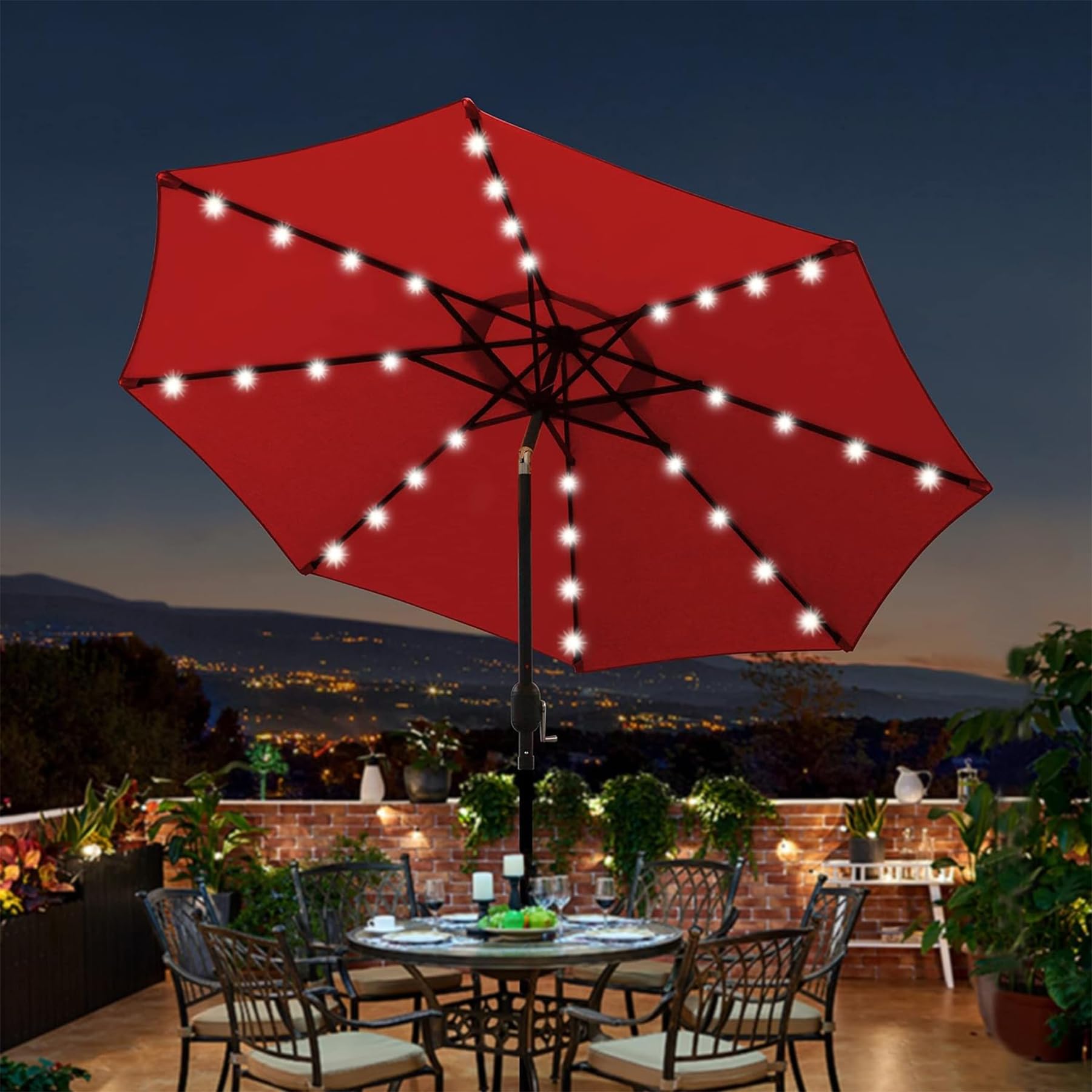 Blissun ambiente nocturno iluminado que mejora reuniones al aire libre
