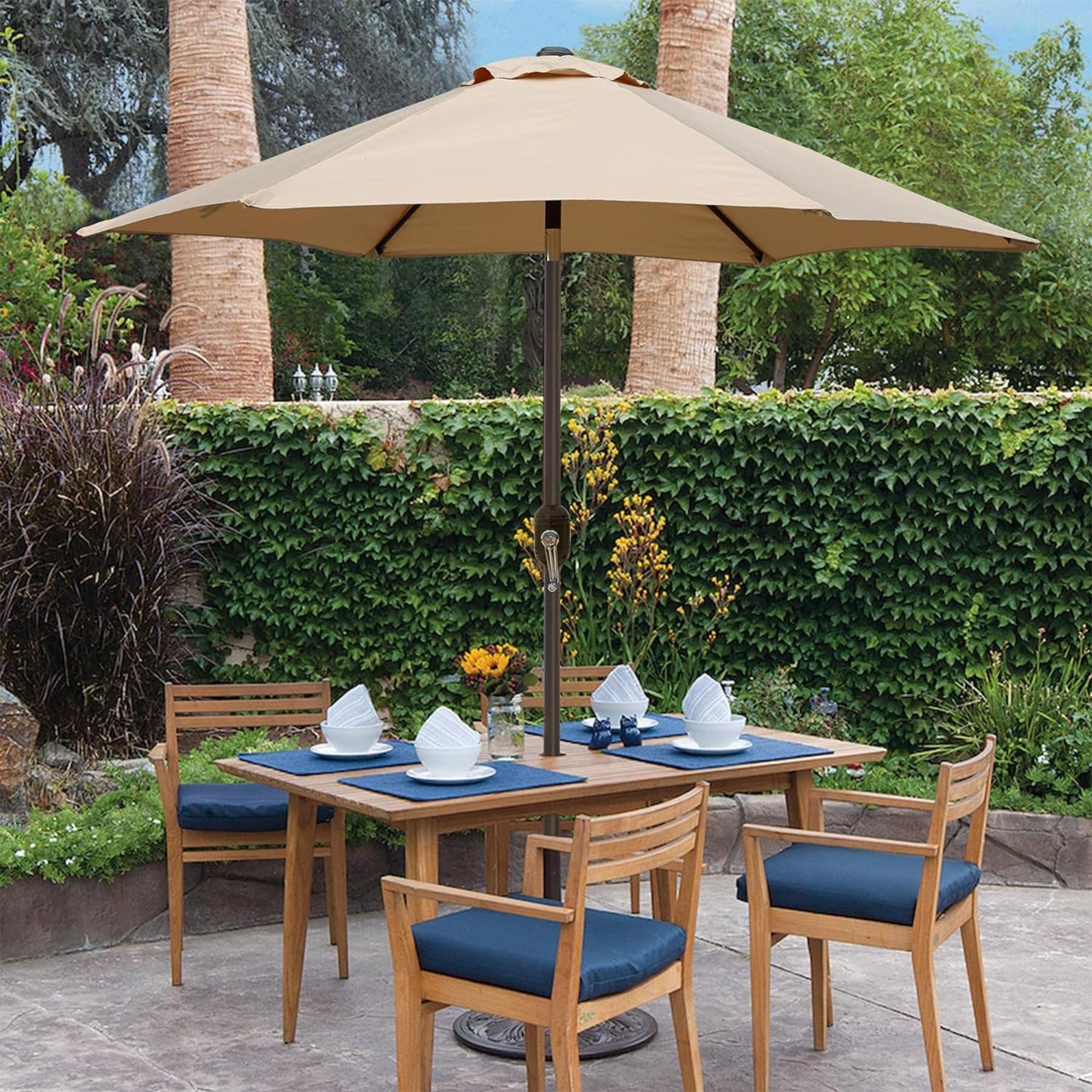 Blissun comparación junto a mesa para visualizar el área de sombra útil