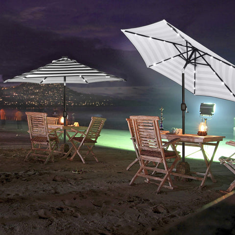 Blissun comparación junto a mesa de patio, muestra diámetro y escala