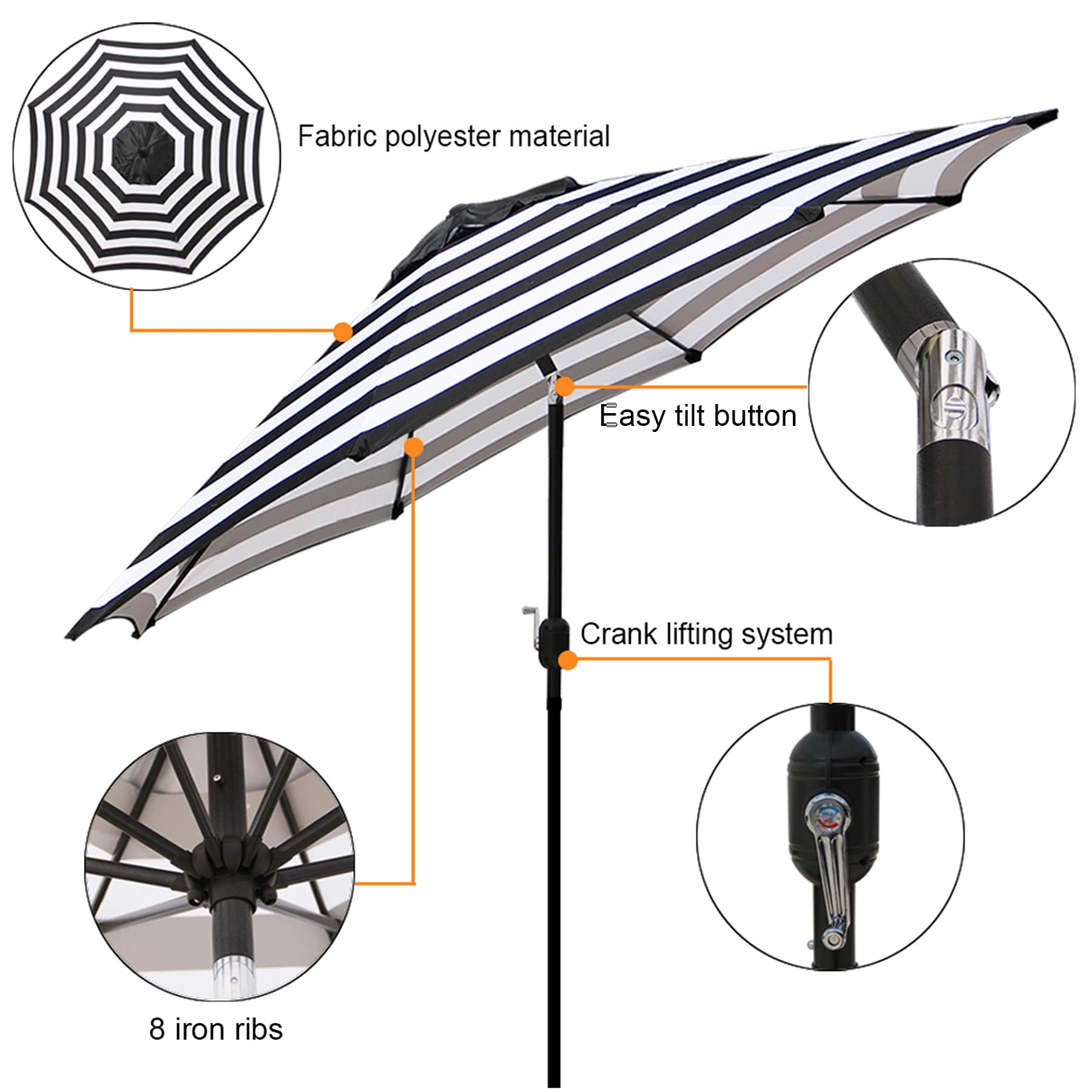 Blissun primer plano de la tela rayada resistente y fácil de limpiar