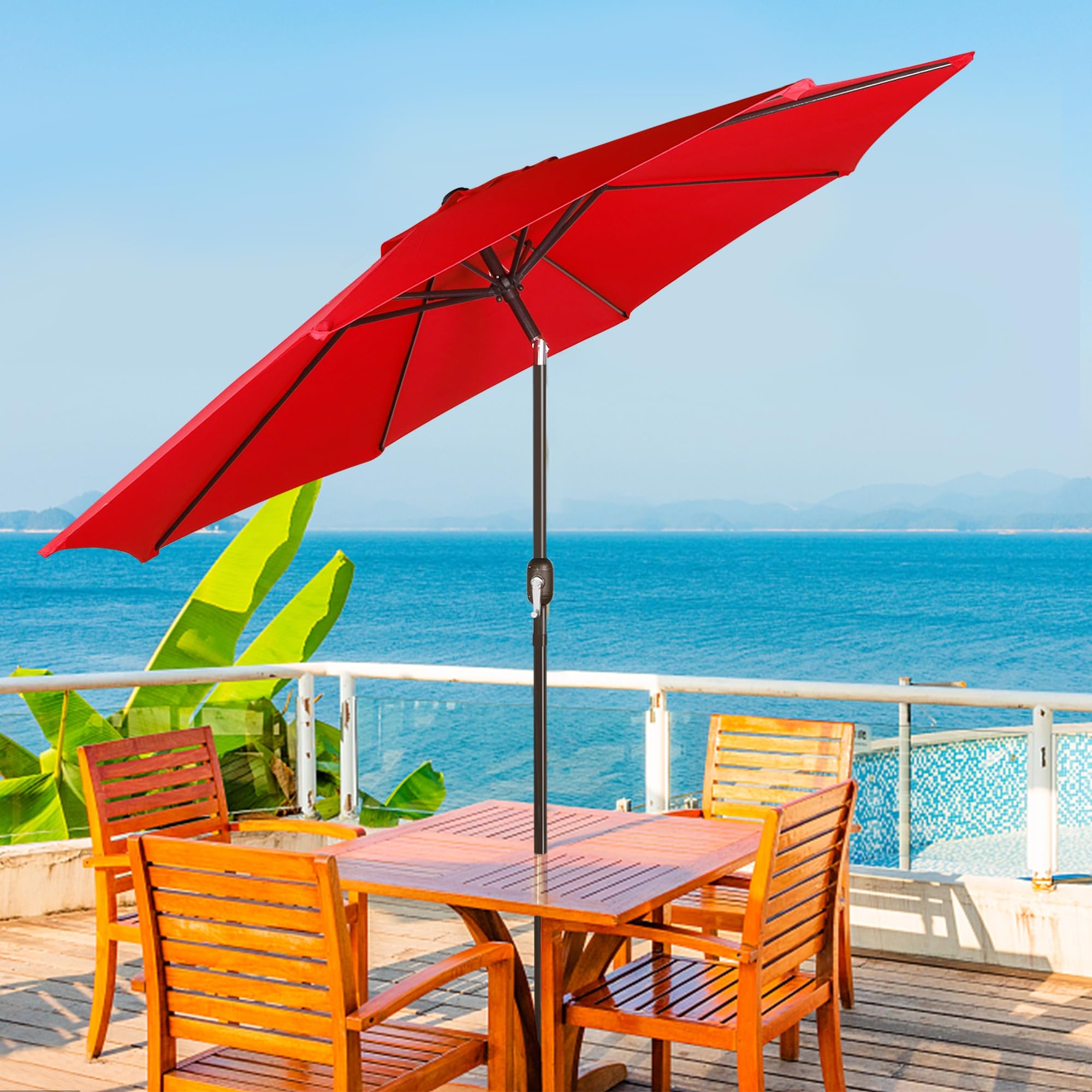 Blissun ambiente exterior con sombrilla resaltando estilo y protección solar