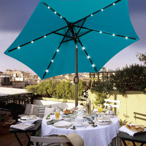 Blissun comparación de tamaño junto a mesa de patio para referencia