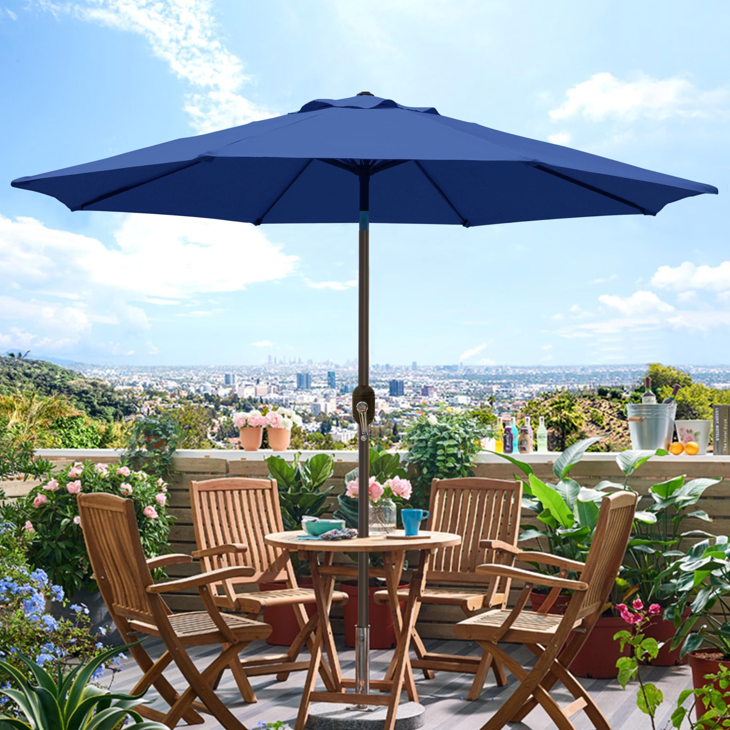 Blissun comparación con mesa y sillas para ver escala y cobertura real