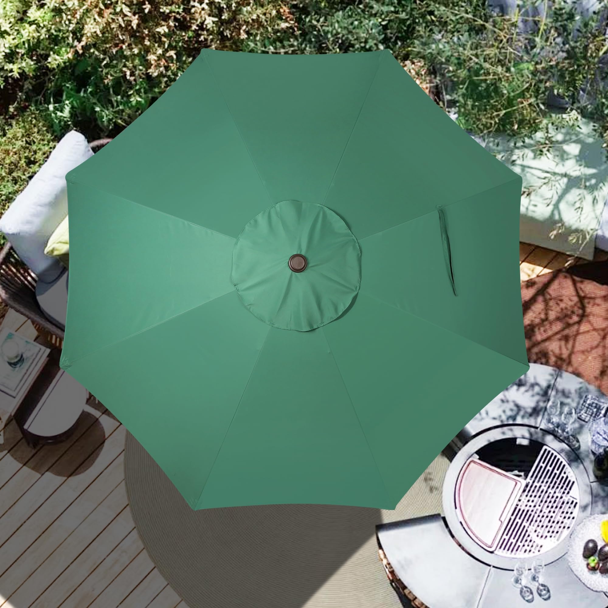 Blissun comparación de tamaño junto a una silla, muestra compatibilidad de 9 ft