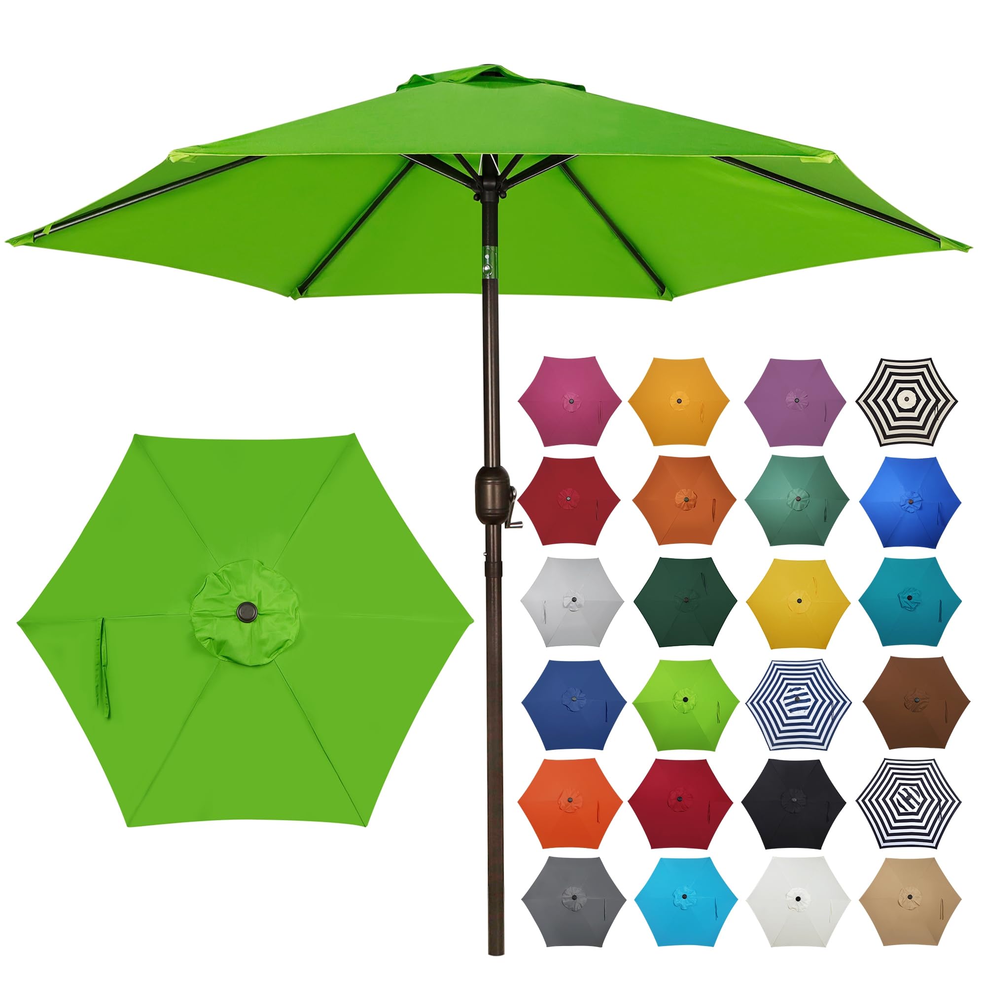 Blissun vista frontal del parasol lime mostrando sombra amplia y diseño moderno