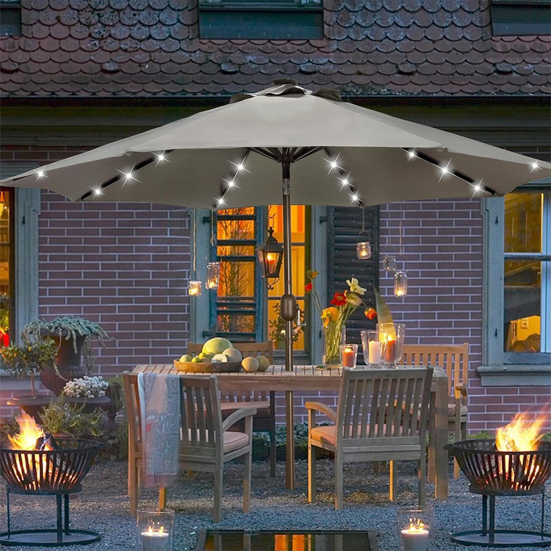 Blissun panel solar superior cargando LEDs para iluminación nocturna
