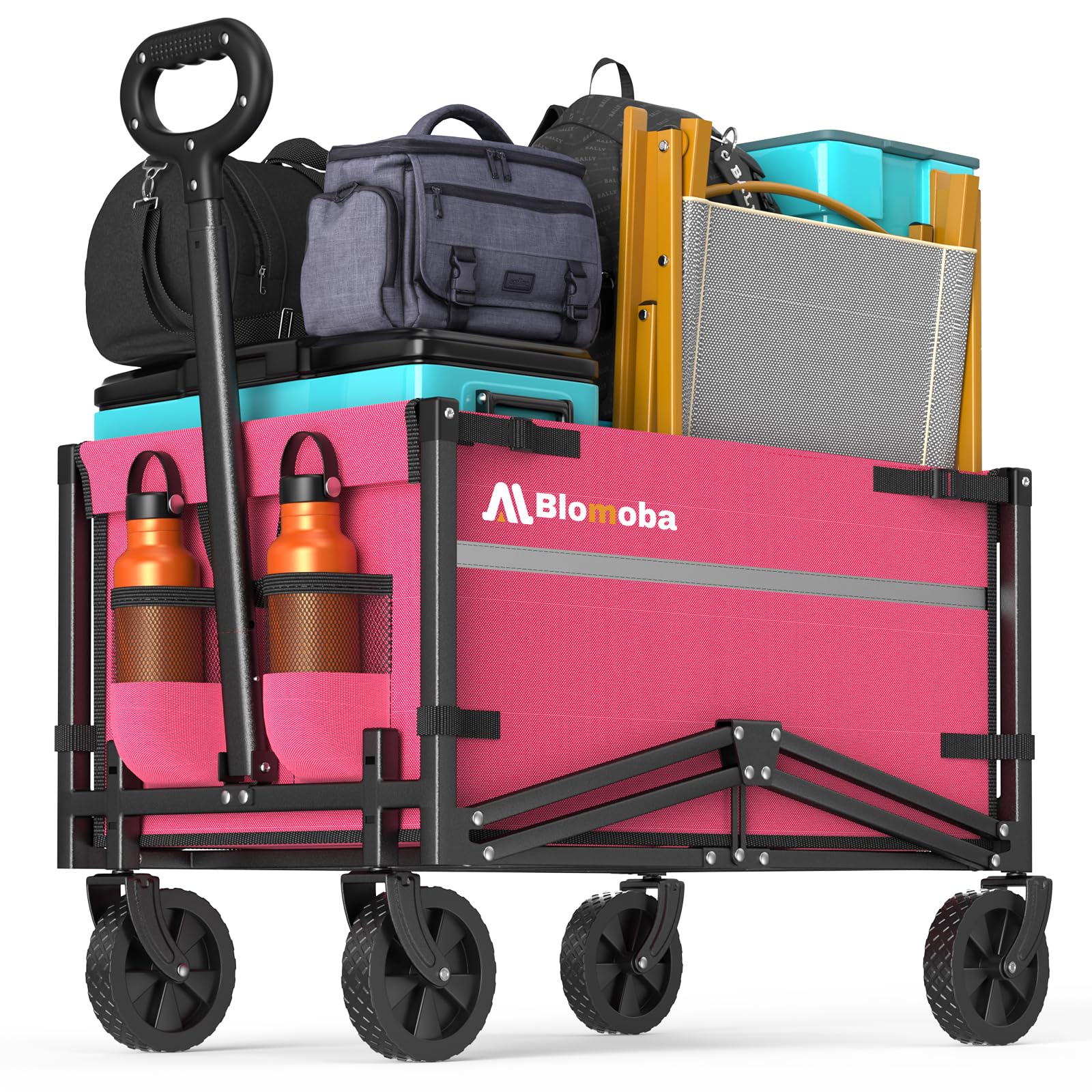 Blomoba carrito plegable vista frontal, transporte cómodo de carga
